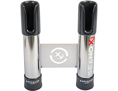 Porte cannes ouvert 2 cannes pour fixation balcon noir Seanox 