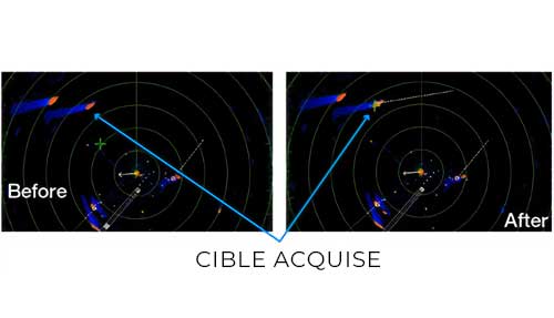 Fonction fast target tracking de l'écran radar furuno FR10 et FR12