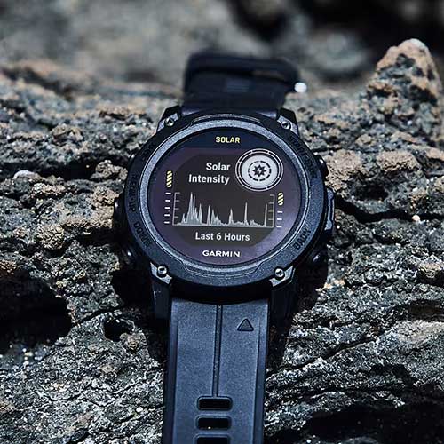 Rechargement solaire pour autonomie ilimitée de la montre de plongée connectée GPS Garmin Descent G1 Solar noir