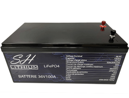 Batterie monobloc lithium LifeP04 SH-Lithium pour alimenter moteur électrique 