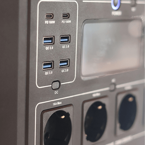 Prises et connectiques de la station nomade lithium SH lithium 2000W