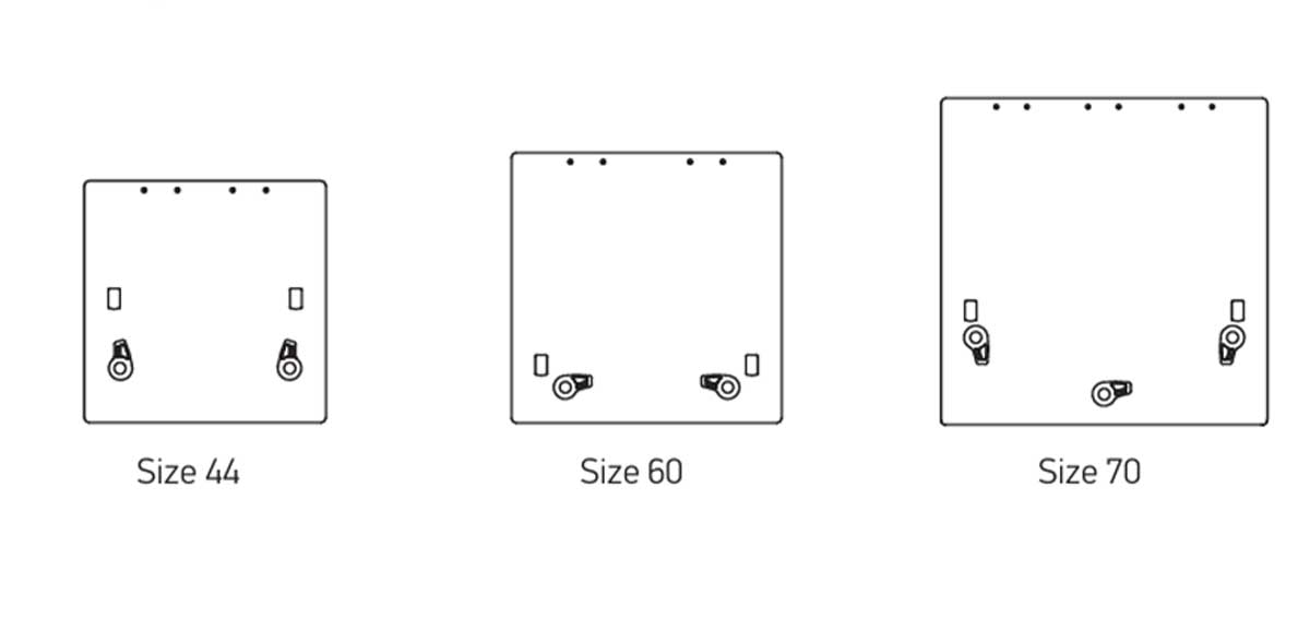 Tailles et formes des panneaux de pont Lewmar Flush inox